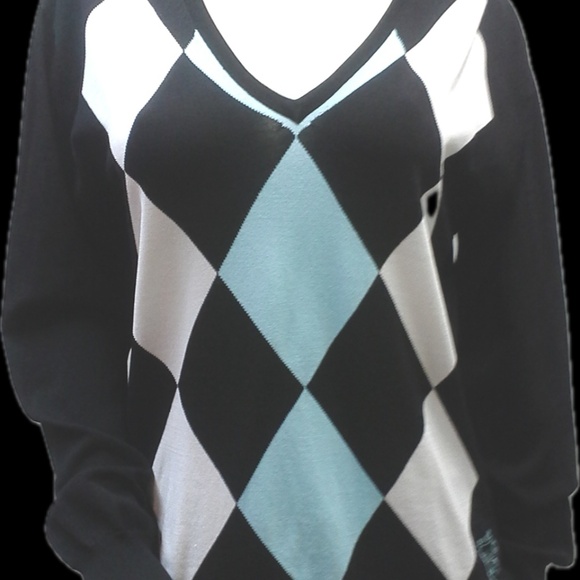 Vintage Unisex St. Andrews Old Course V Neck Argyle Golf Sweater Black B… - Picture 2 of 8